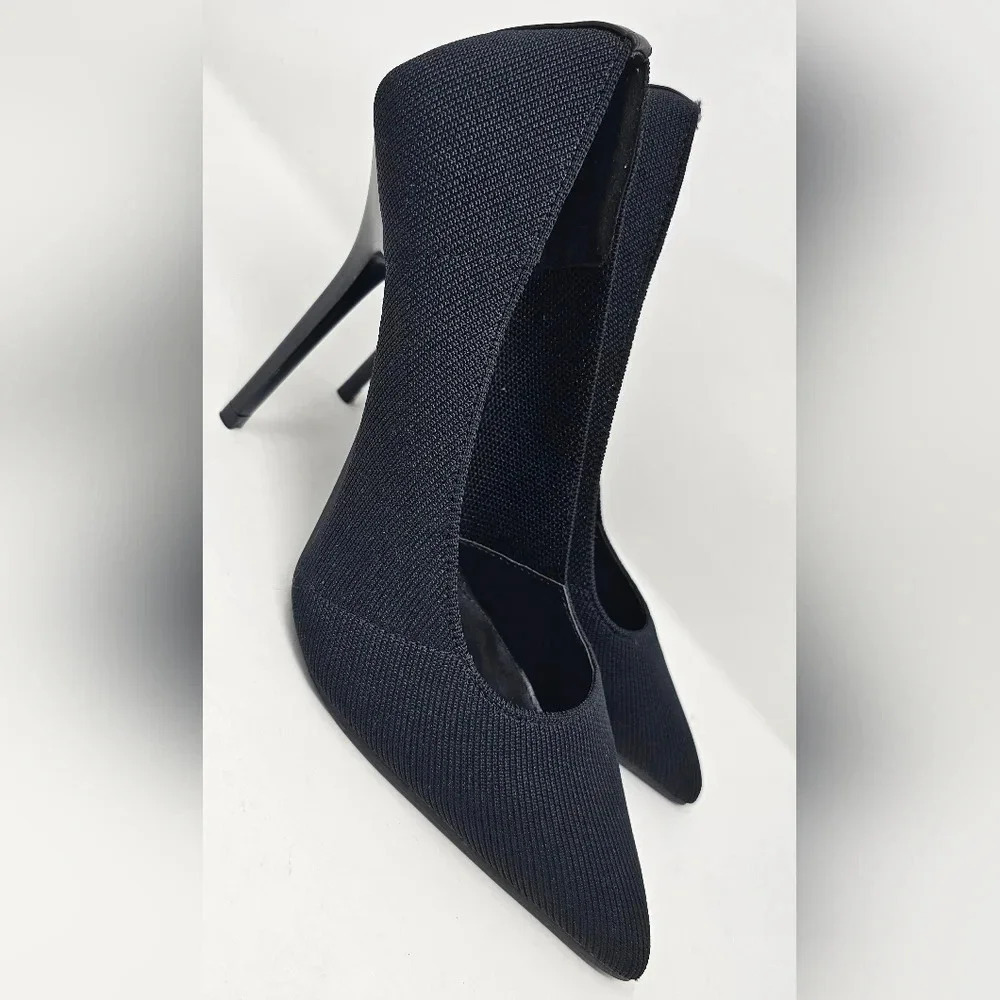 Fasion Nova Bentley Knit Fabric Stilletos Size 10 Black - Picture 8 of 11